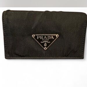 Prada Black Nylon Key Holder with Triangle Logo Plate